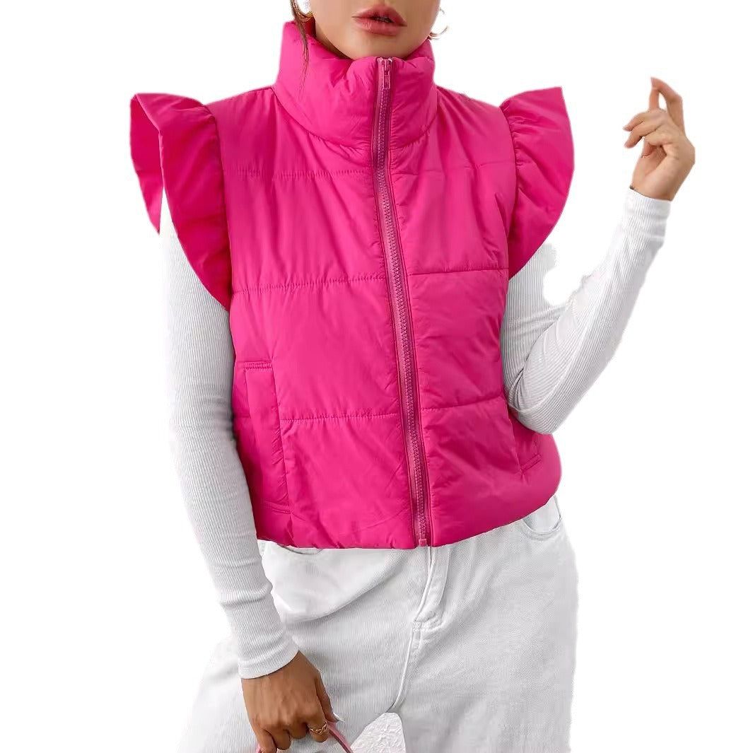 Fashion Slim Sleeveless Stand-Up Collar Thermal Cotton-Padded Waistcoat