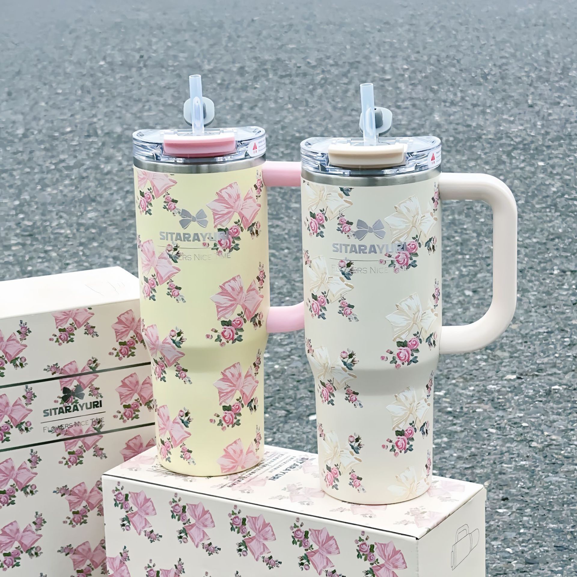 Giant Handle Straw Cup 304 Stainless Steel Large Capacity Car Insulated Cup Ice King Cup