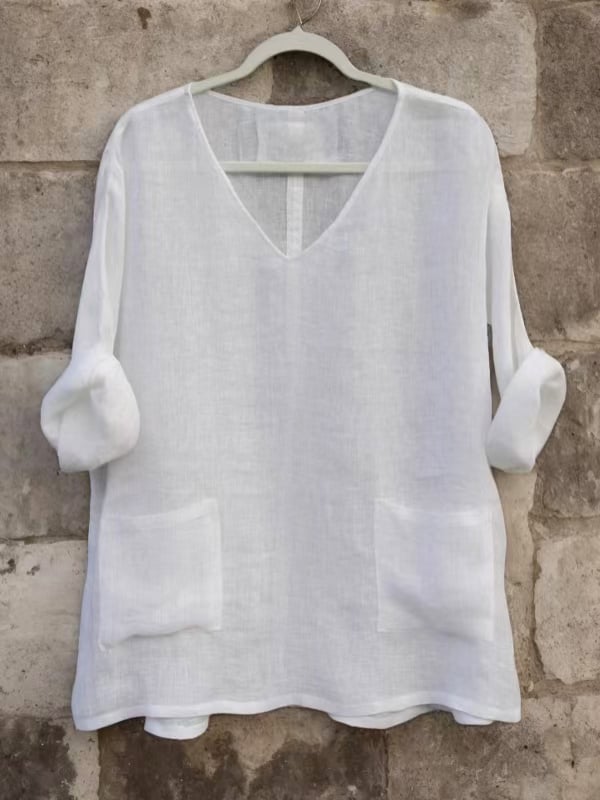 Women's Casual Solid Color V-Neck Multicolor Shirt Tops