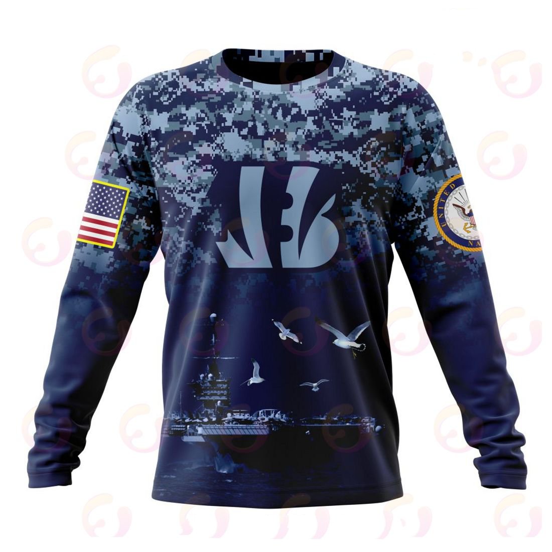 CINCINNATI BENGALS 3D HOODIE HONOR US NAVY VETERANS