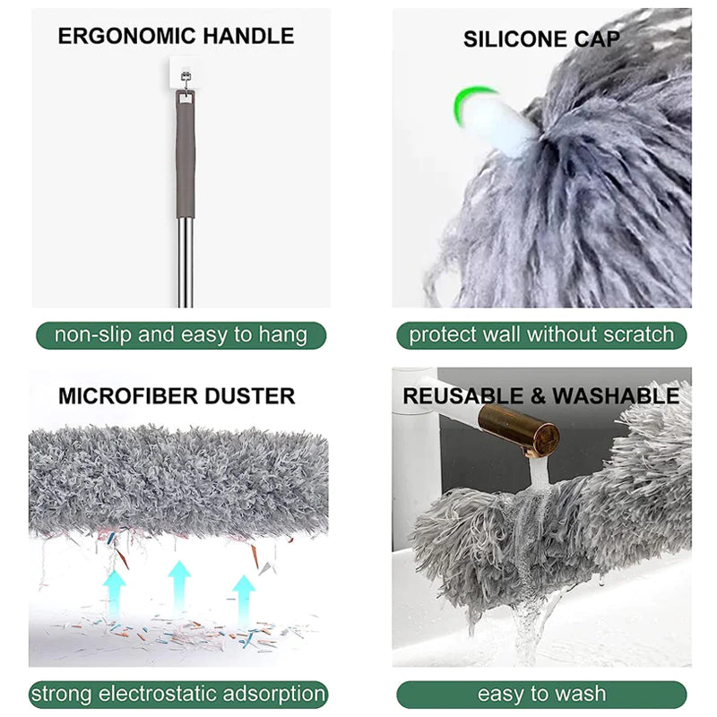 (🔥Last Day Promotion-SAVE 50% OFF)🧹30-100 Inches Retractable Washable Curved Microfiber Duster-BUY 2 GET 10% OFF & FREE SHIPPING！