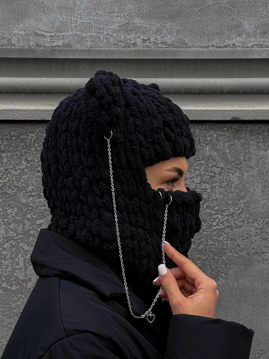 💖 Valentine's Day Sale 49% OFF 💖 Plush Chunky Knit Balaclava with Ears(Including Chain & Pendant)