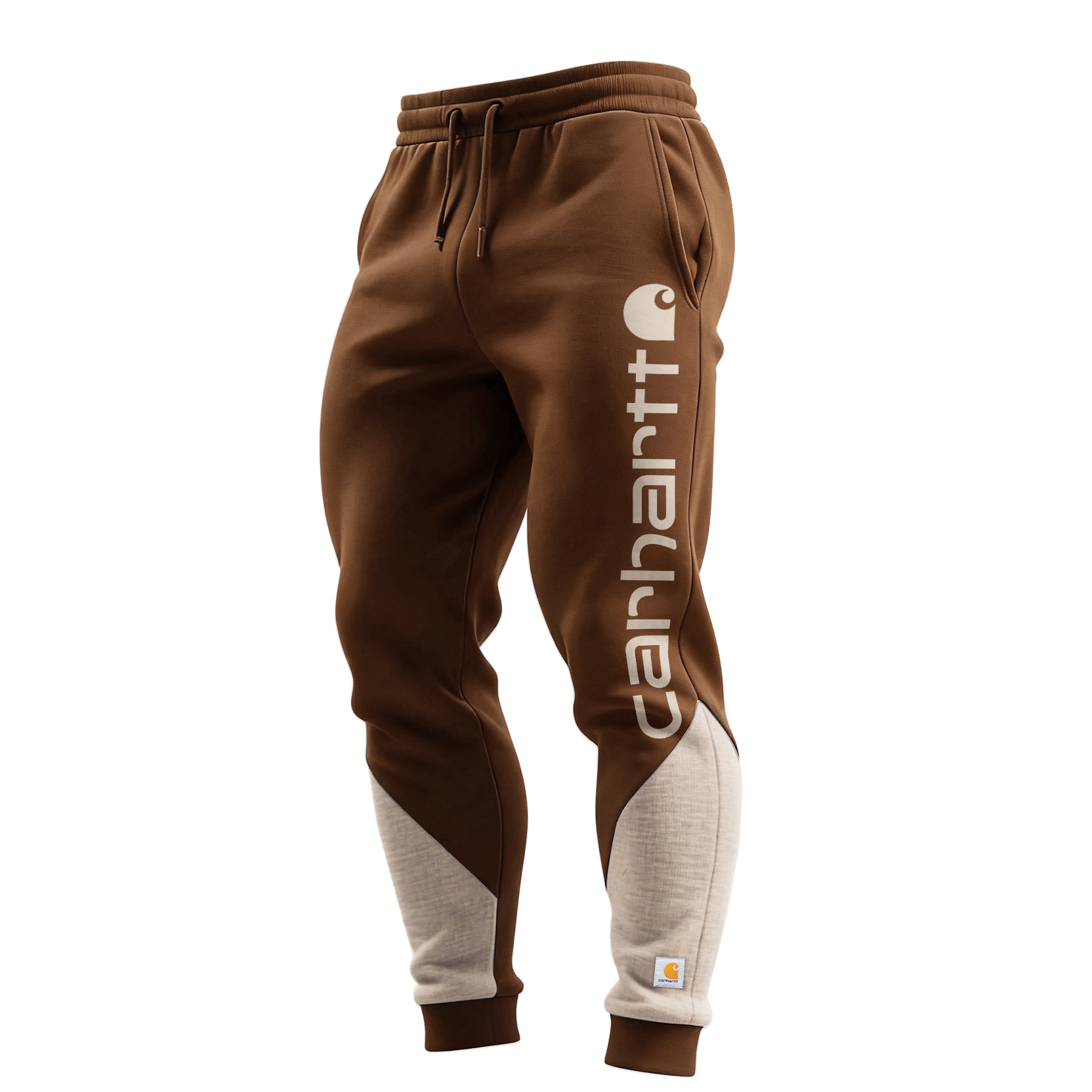 Stylish Jogger Pants with Contrast Cuffs and Side Logo Print