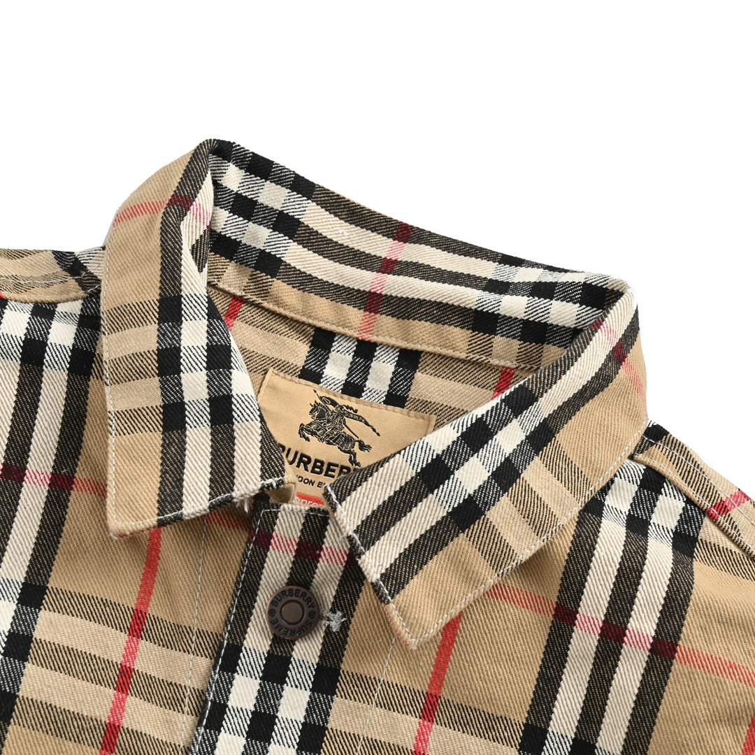 Burberry & Supreme checkered warhorse embroidered denim jacket