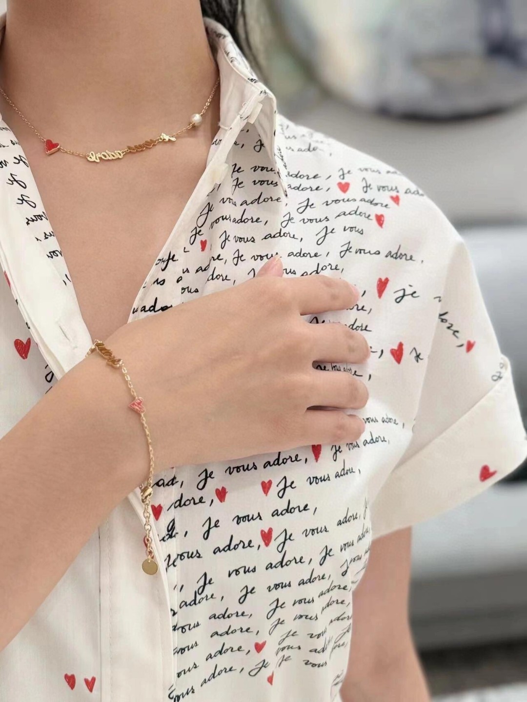 Dior Chinese Valentine's Day limited edition red heart letter necklace