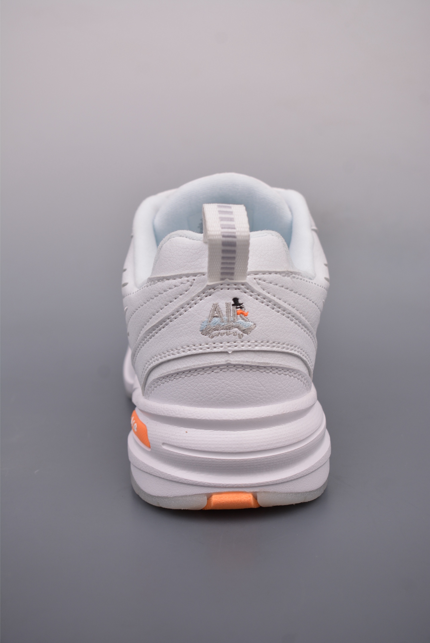Nike Air Monarch IV Leather White Silver Gray Orange Ice Blue AV6676-100