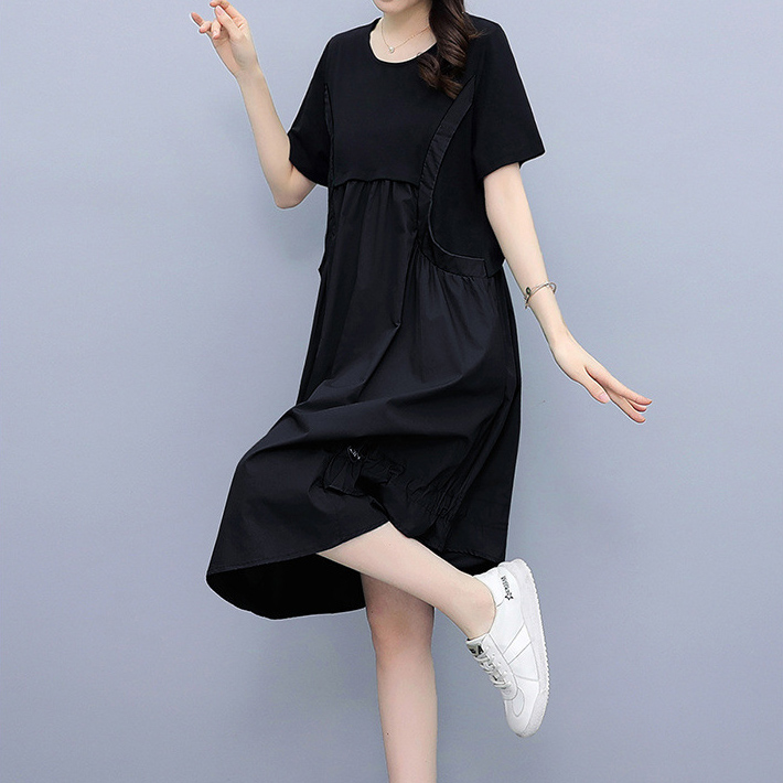 Black Waist-length a-line straps show thin dress