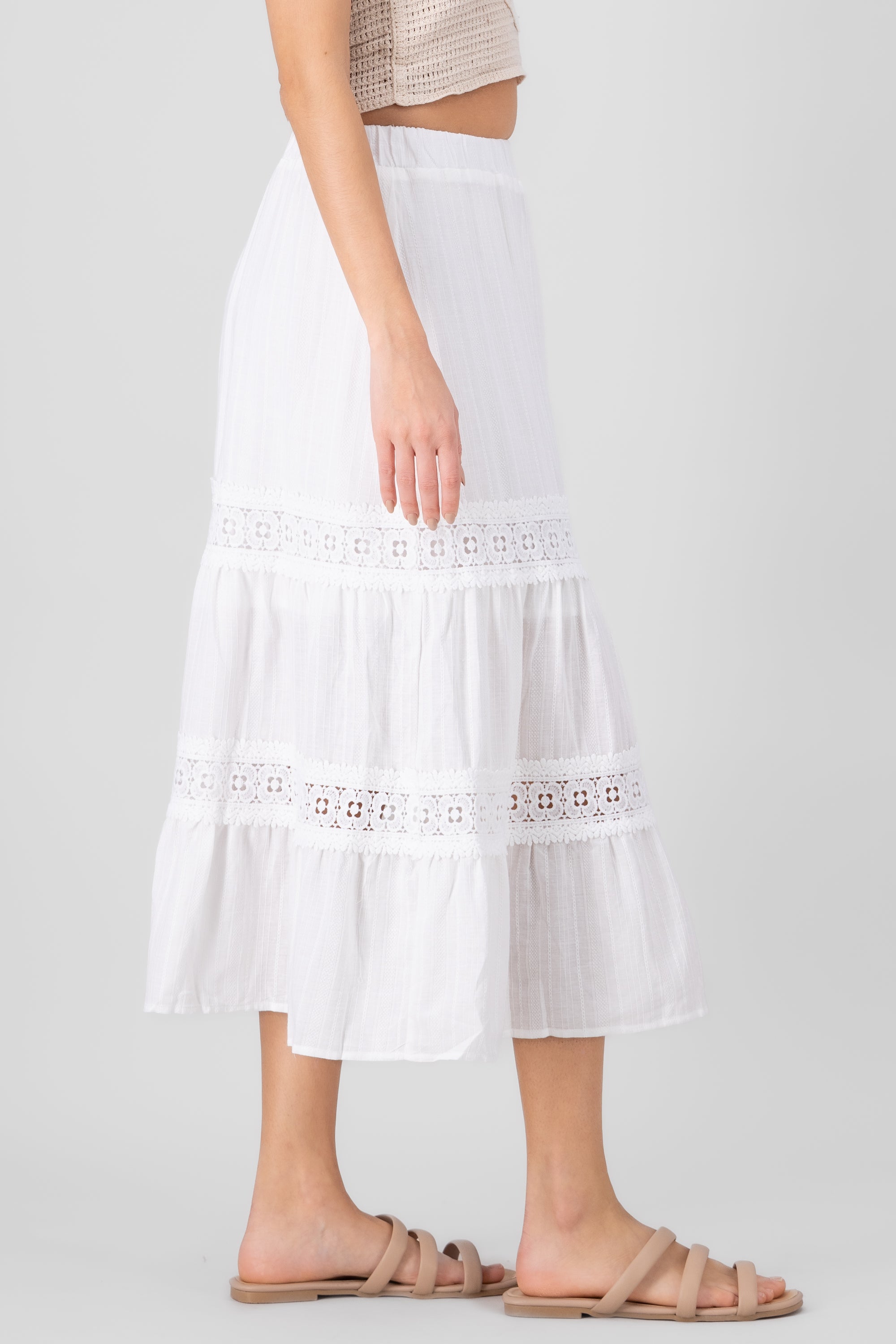 Crochet Detail Midi Skirt