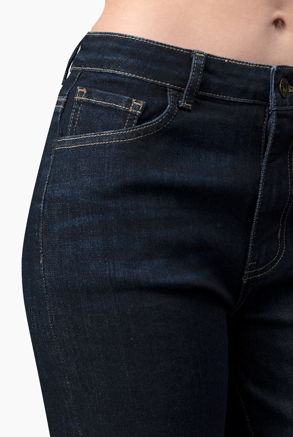 Jeans recto de un boton frontal