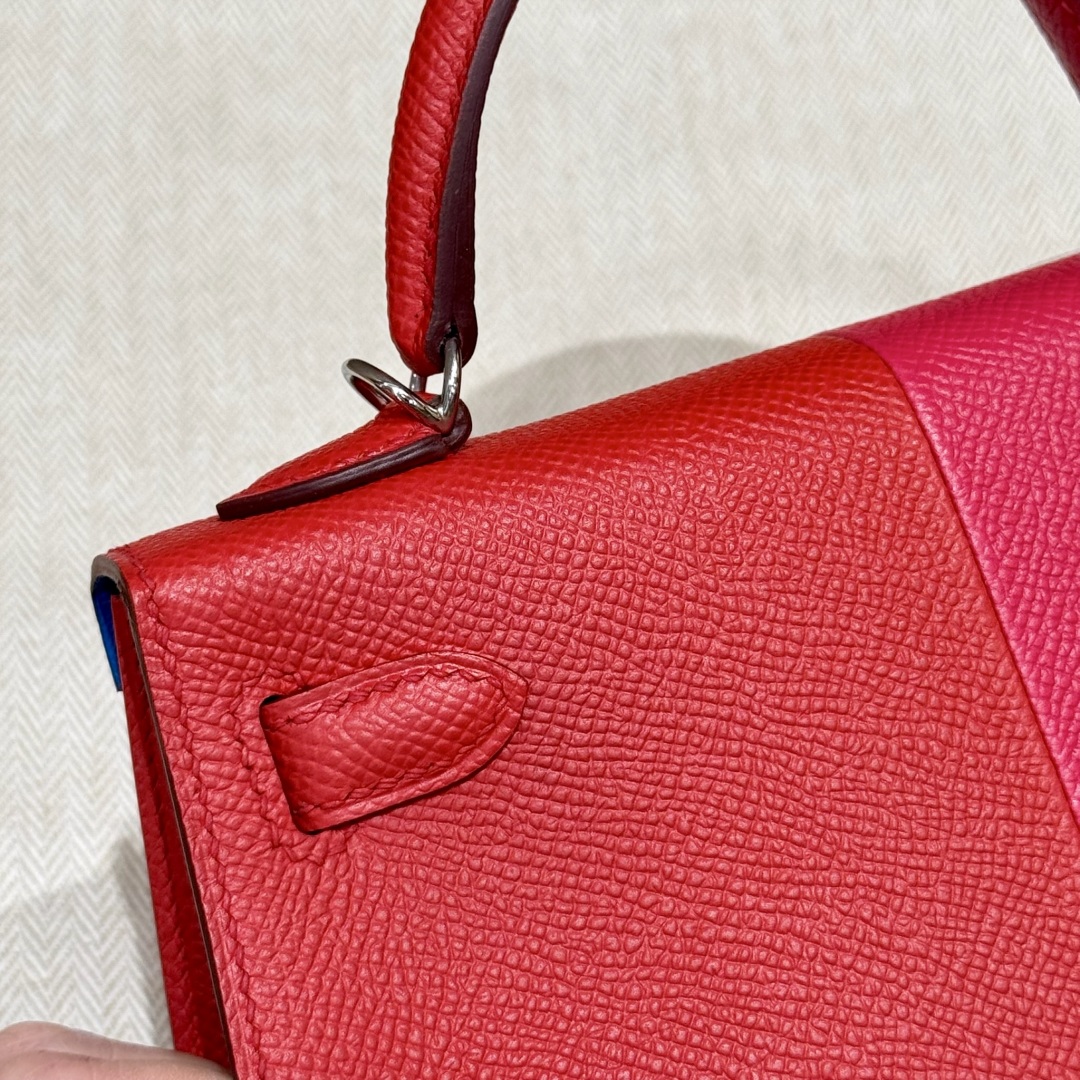 Hermes mini kelly l6Rose extremeS3Rouge CoeurB3Blue Zanzibar (handmade custom)