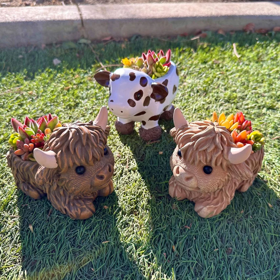 Mini Highland Cow Succulent Pot