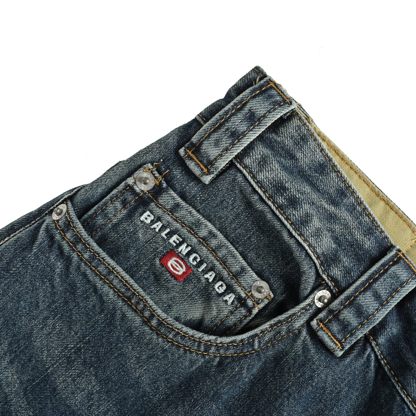 Balenciaga 25ss pocket embroidery washed distressed straight loose jeans