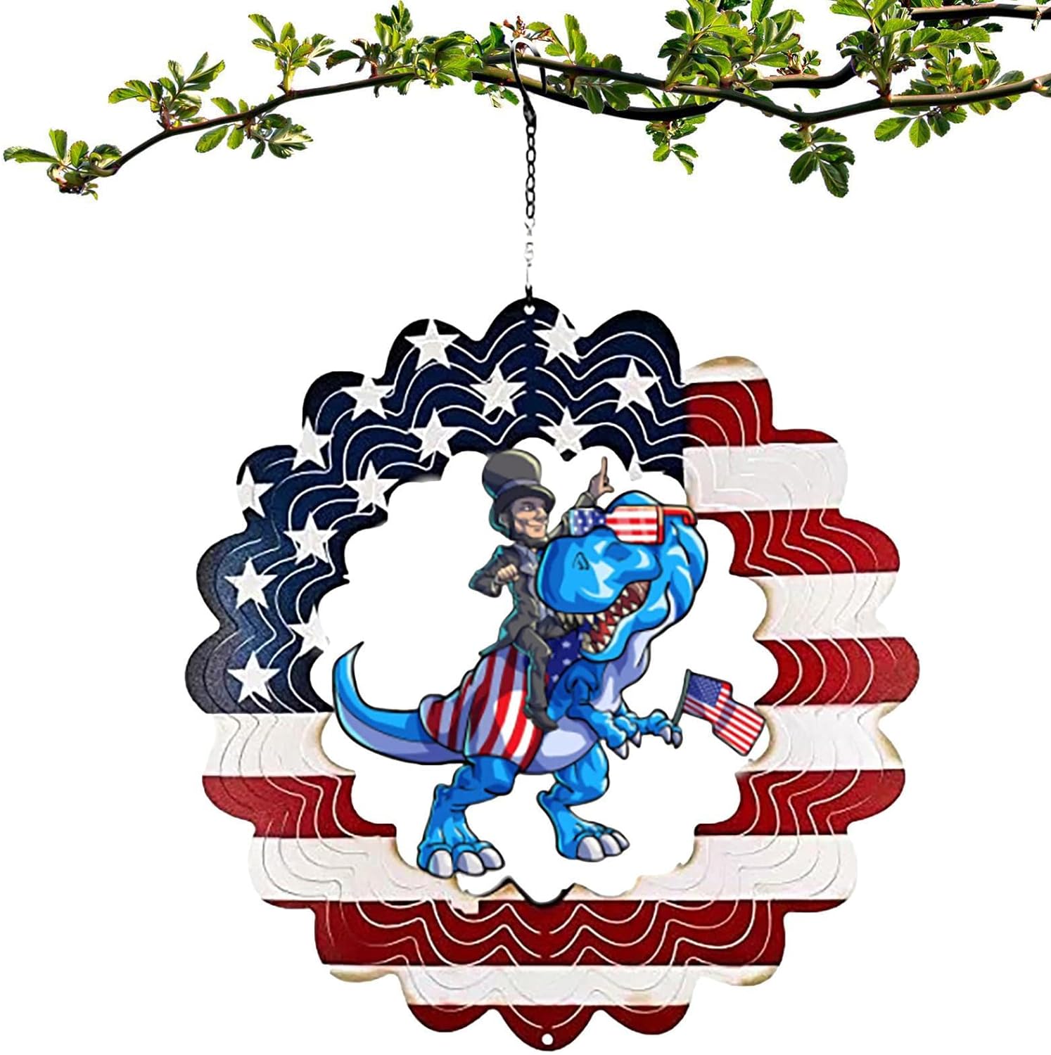 Patriotic Wind Spinner Metal Garden Decor