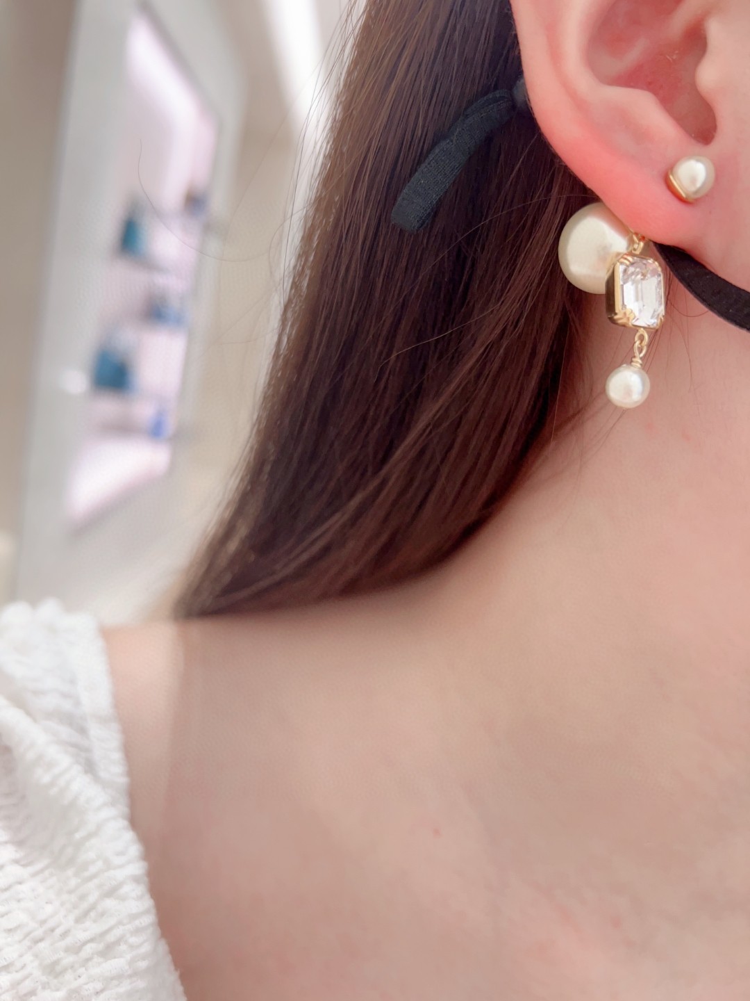 Dior Large and small pearls and diamond earrings