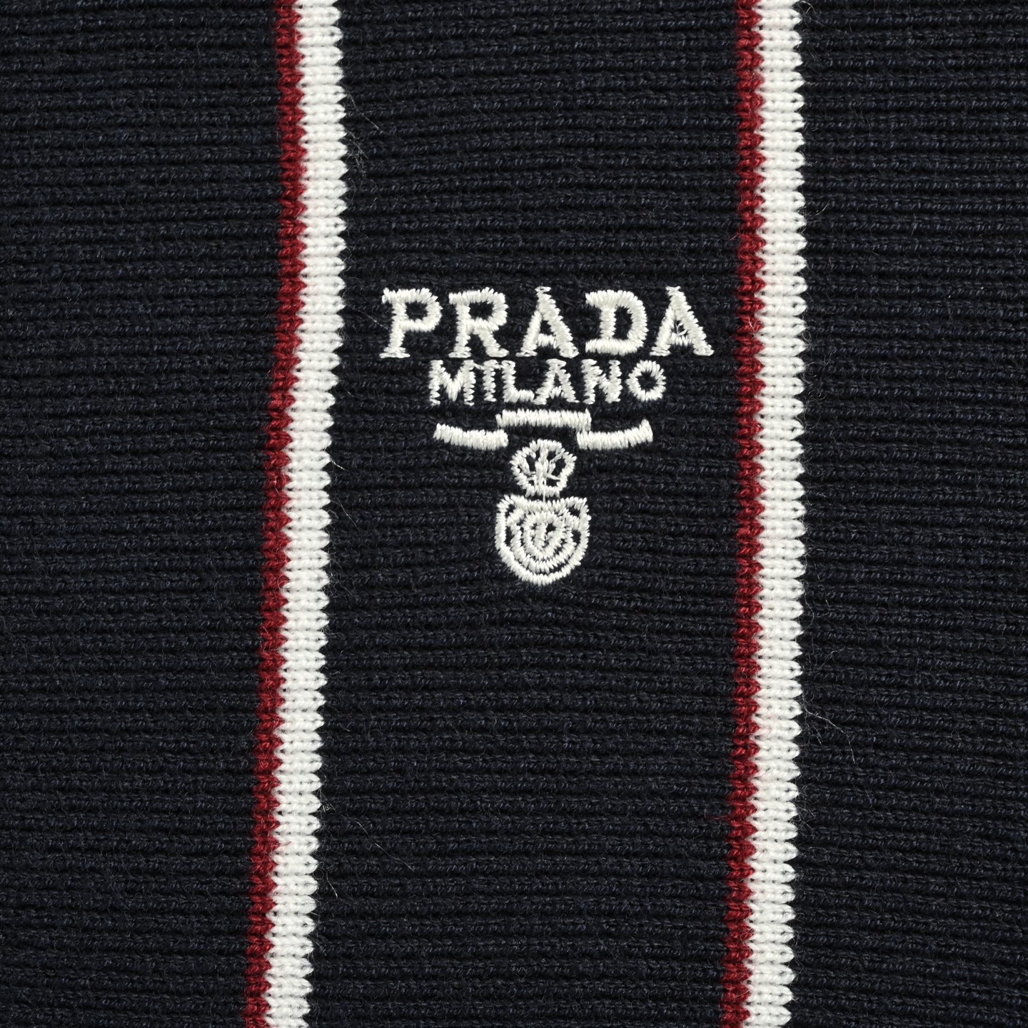 Prada 25Fw vertical stripe embroidery square neck knitted sweater cardigan coat