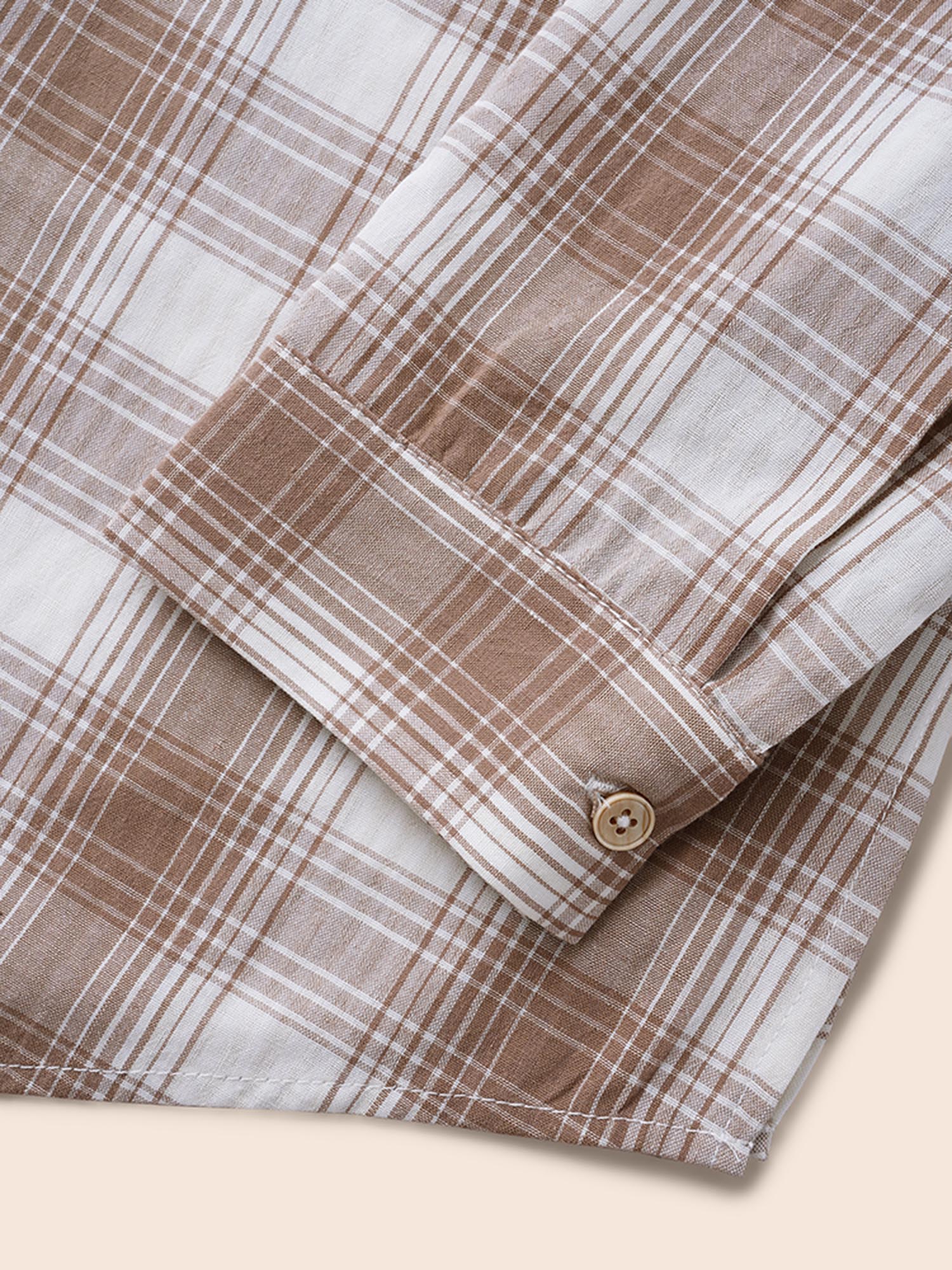 Plaid Shirt Collar Patch Pocket Blouse