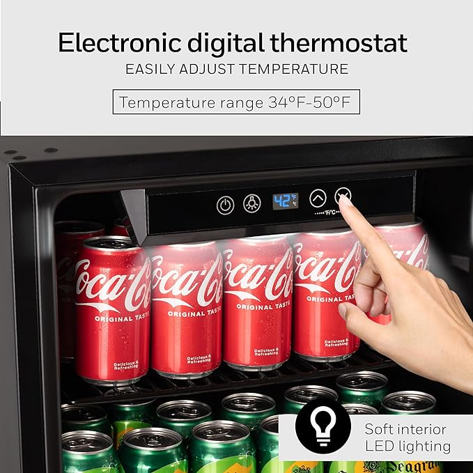 Honeywell Beverage Refrigerator and Cooler 115 Can Mini Fridge with Glass Door
