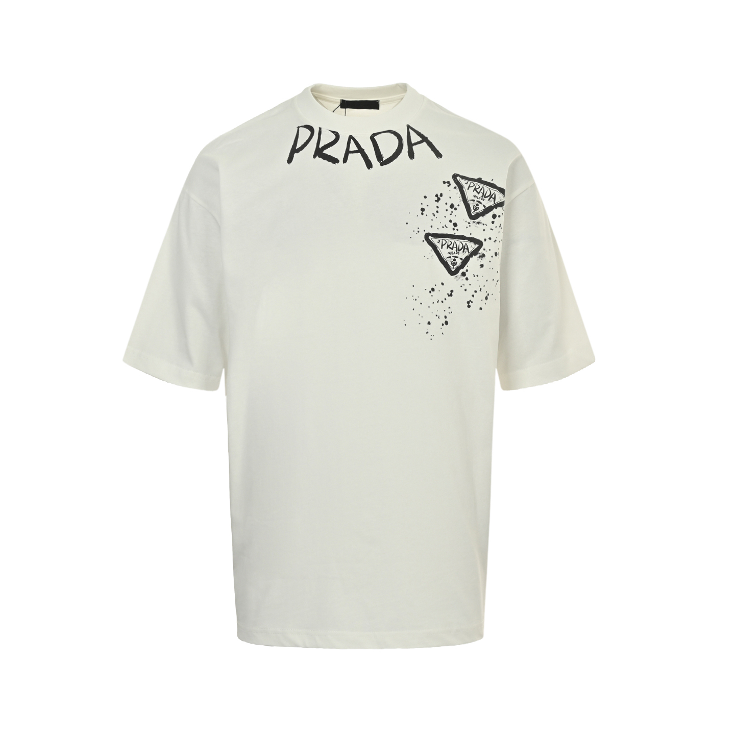 Prada 25ss hand-painted graffiti lettering short sleeve