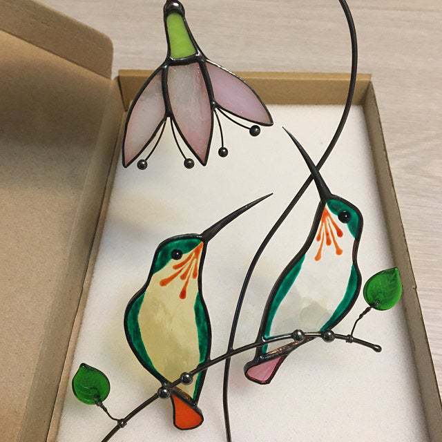 Stained glass hummingbird window hangings decor