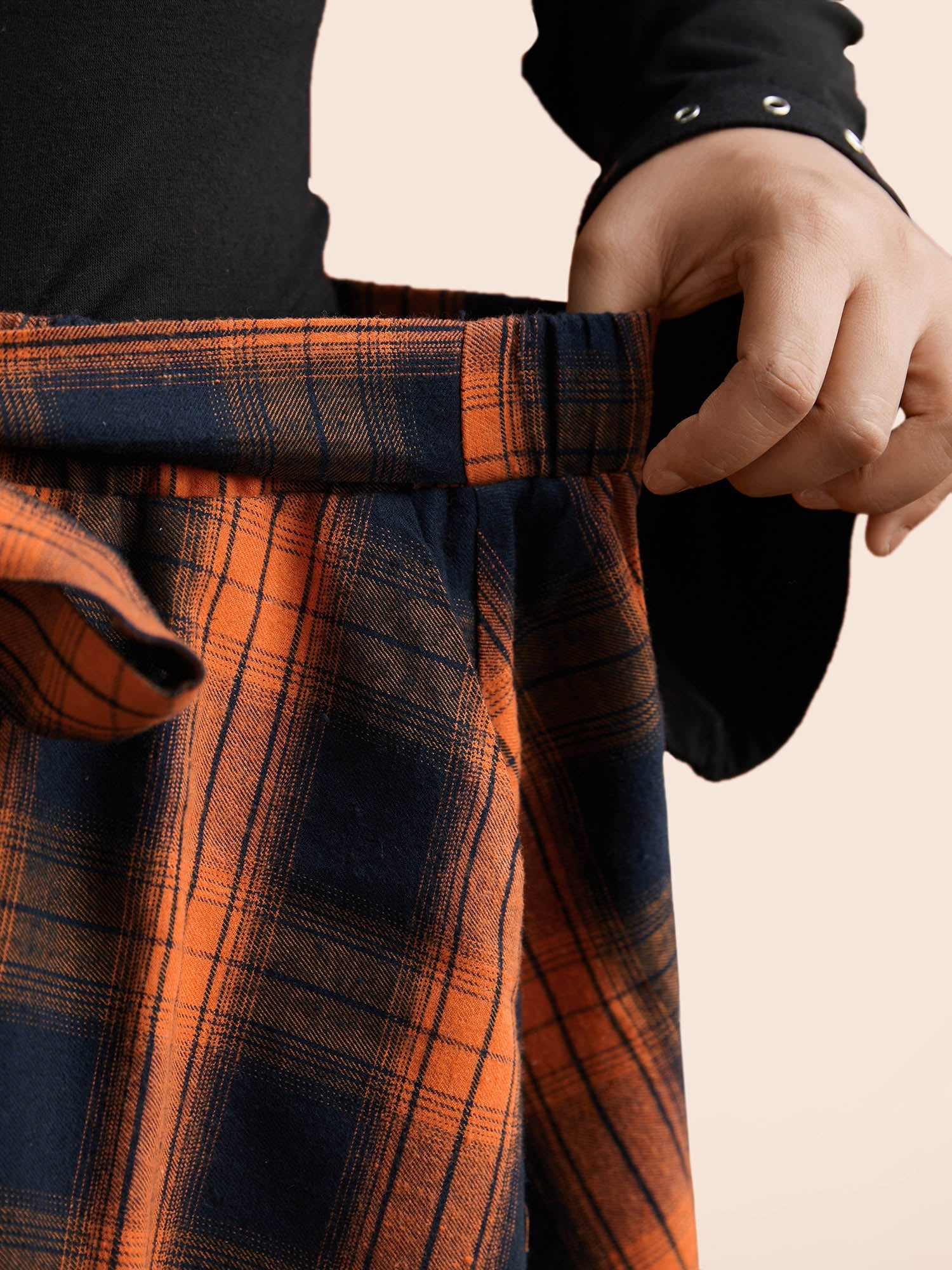 Plaid Waist Tie A-Line Skirt