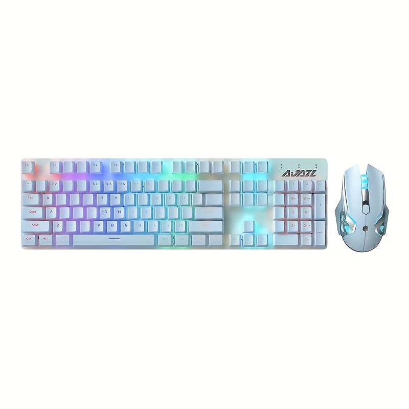 AJAZZ Watcher Third Generation Blue Light Mechanical Keyboard And Mouse Set For Gaming, Typing And Office Use, Specially Designed For Female Users