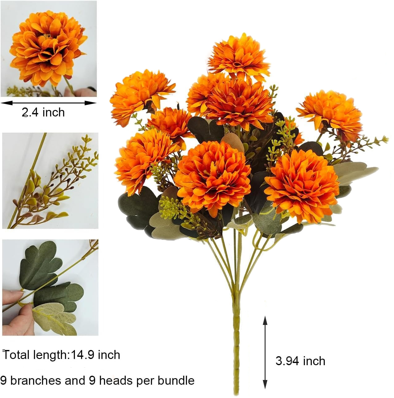 ✨Flash Sale✨9 Heads Fall Flowers Artificial Mums - UV resistant, Waterproof, Windproof