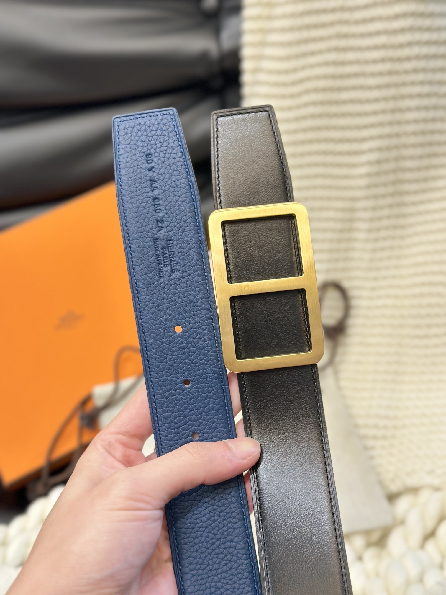 Hermès Men's Double-Faced Cowhide Belt
