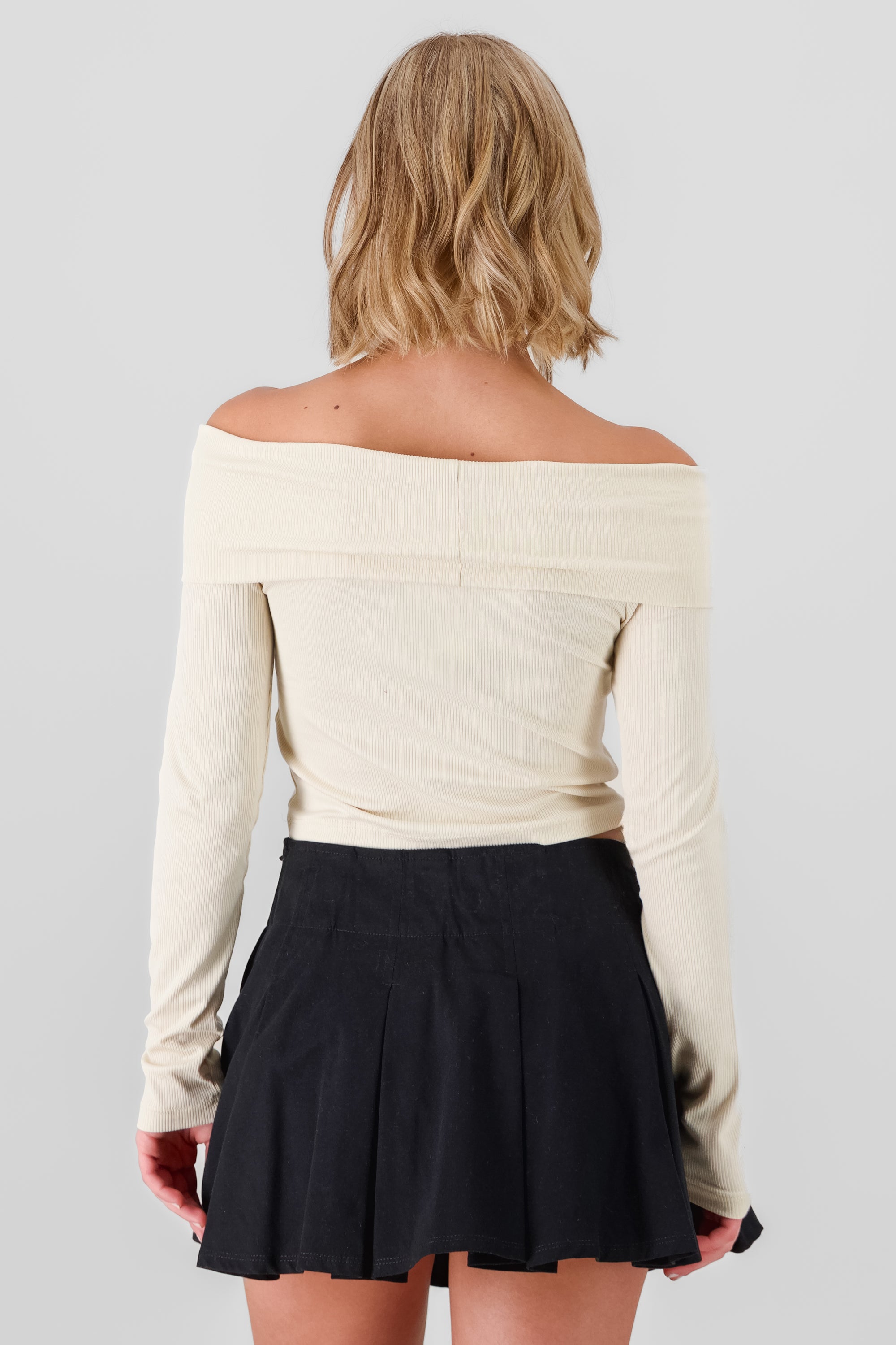 Off Shoulder Ribbed Blouse