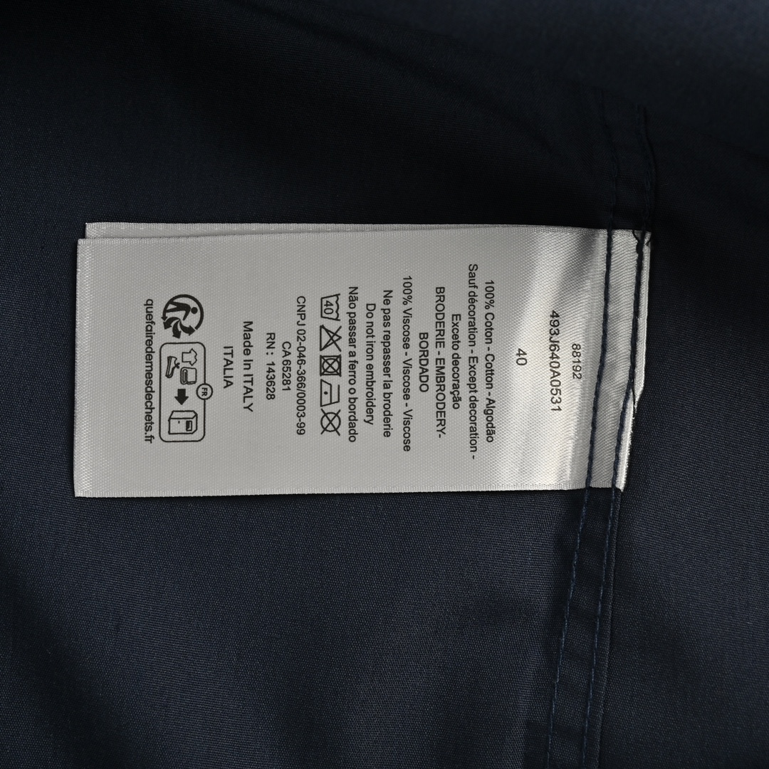 Dior 24Fw small logo embroidered long-sleeved shirt