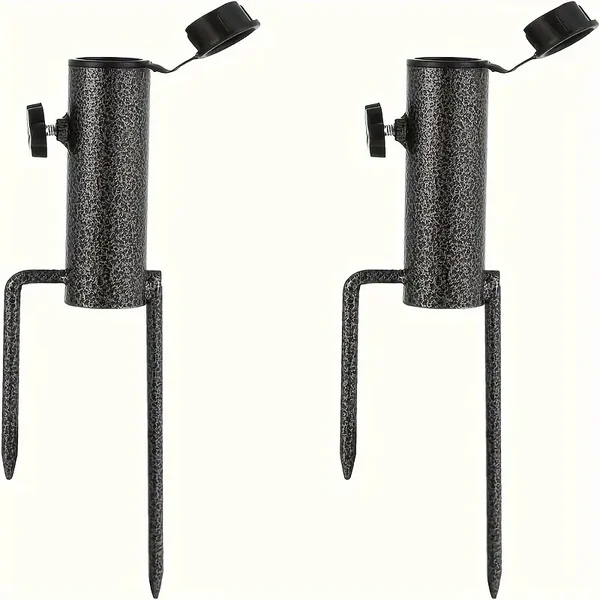 Heavy-Duty Metal Umbrella Stand With Adjustable Spiral Ground Anchor-  Ground Anchor Adjustable diameter, Fit for the pole of dia 22mm to 35mm