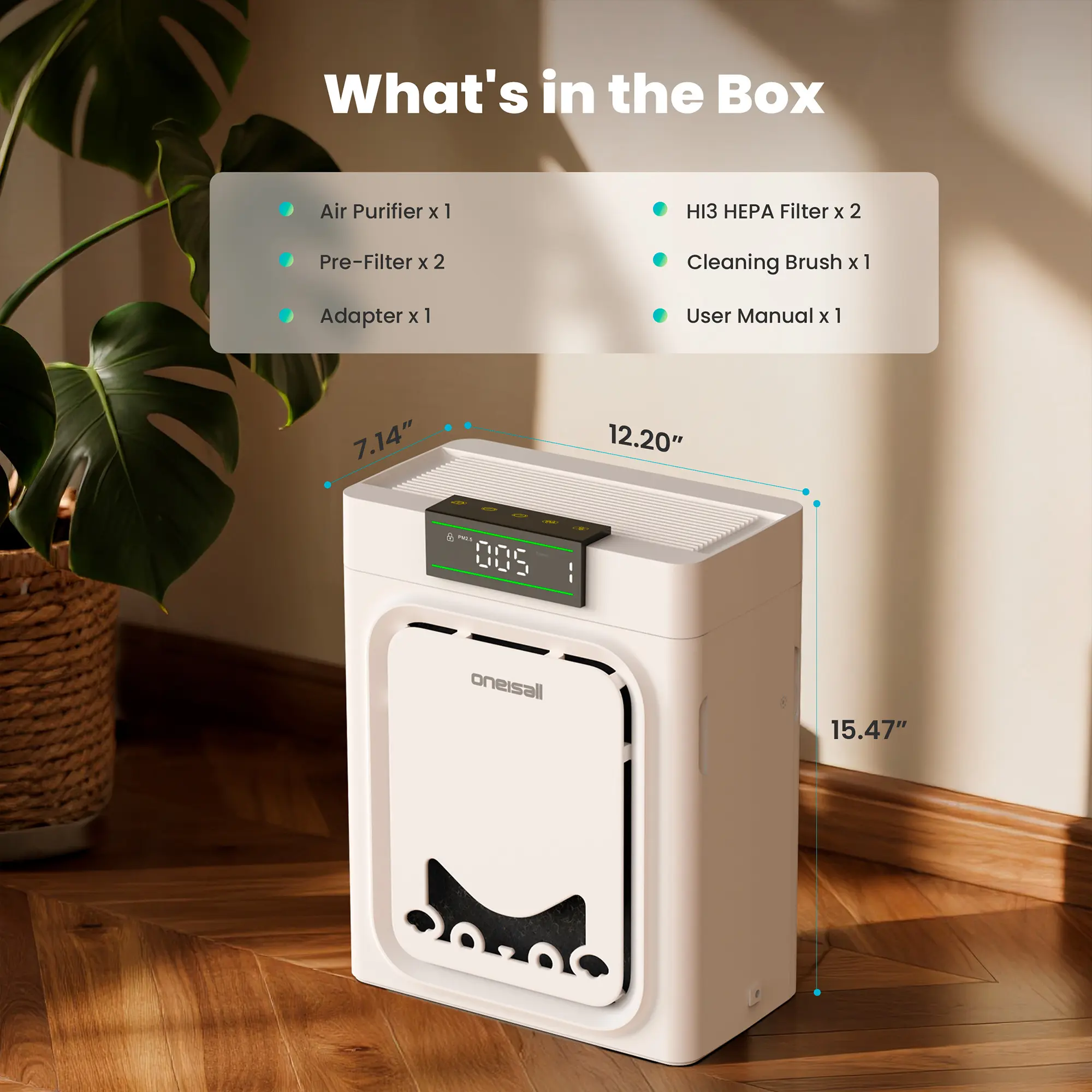 Air Purifiers for Home Pets 3-in-1 Washable HEPA Filter  Dual-Sided Filter with 200g Activated Carbon Pet-Friendly Design Allergen Relief Odor Removal