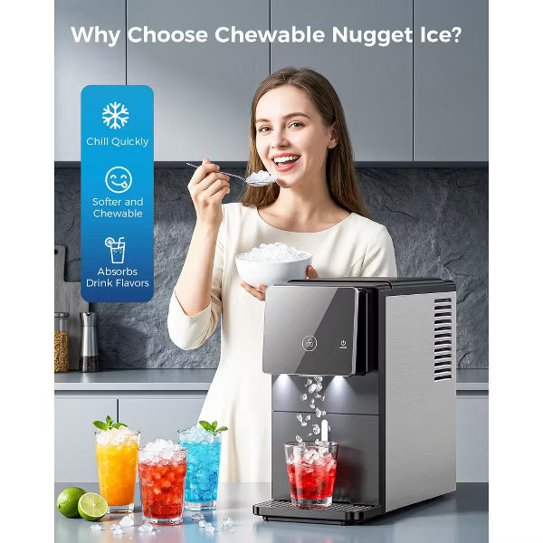 🔥clearance sale🔥Countertop Nugget Ice Maker with One-Touch Dispensing – 33lbs/Day Production