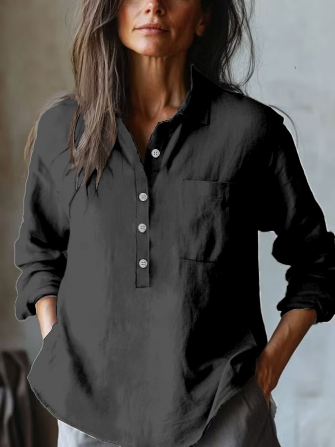 Women's Casual Loose Cotton And Linen Shirt
