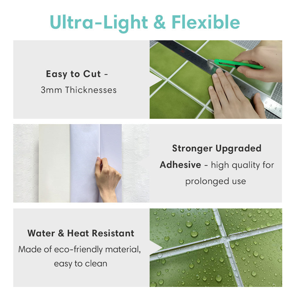 3D Green Ceramic Peel and Stick Wall Tile