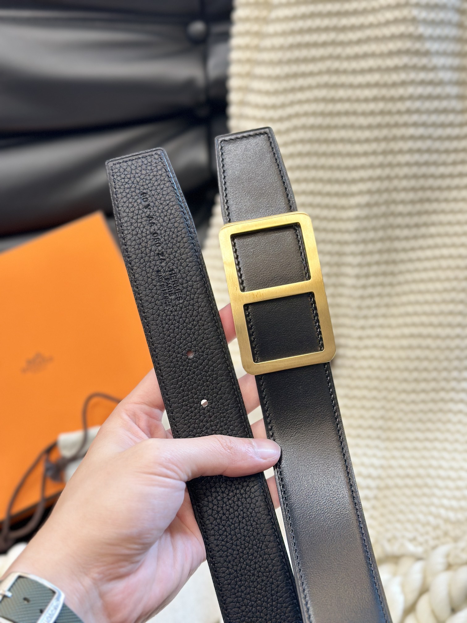 Hermès Men's Double-Faced Cowhide Belt
