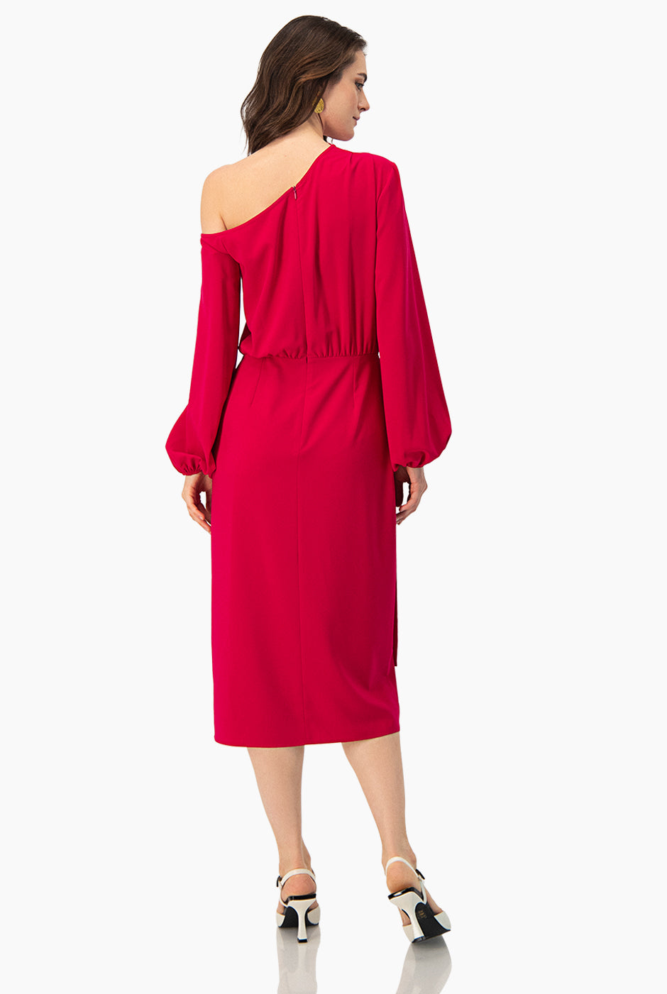 Vestido midi cruzado de manga larga