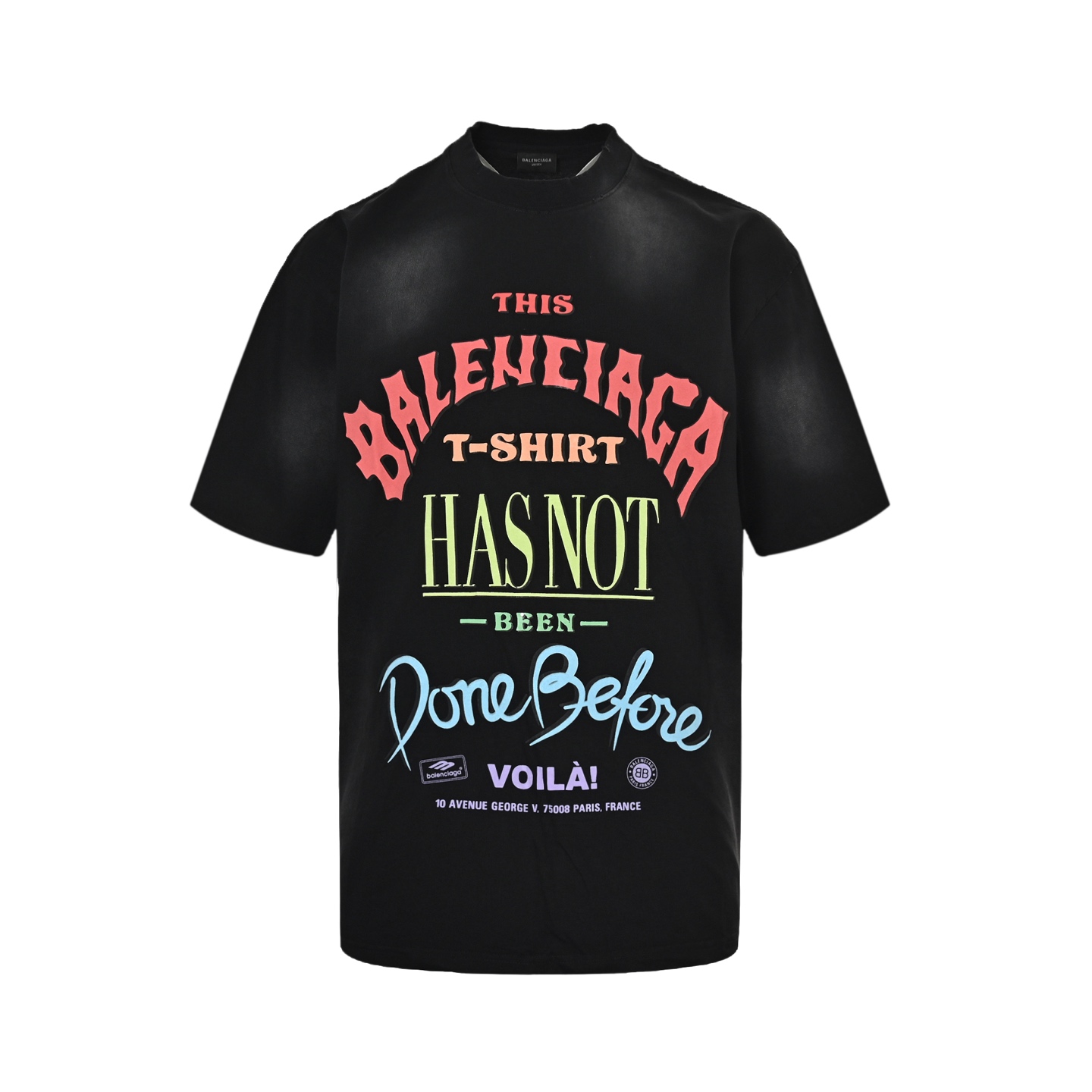 Balenciaga, letters on the chest, foam printed, washed and used short sleeves