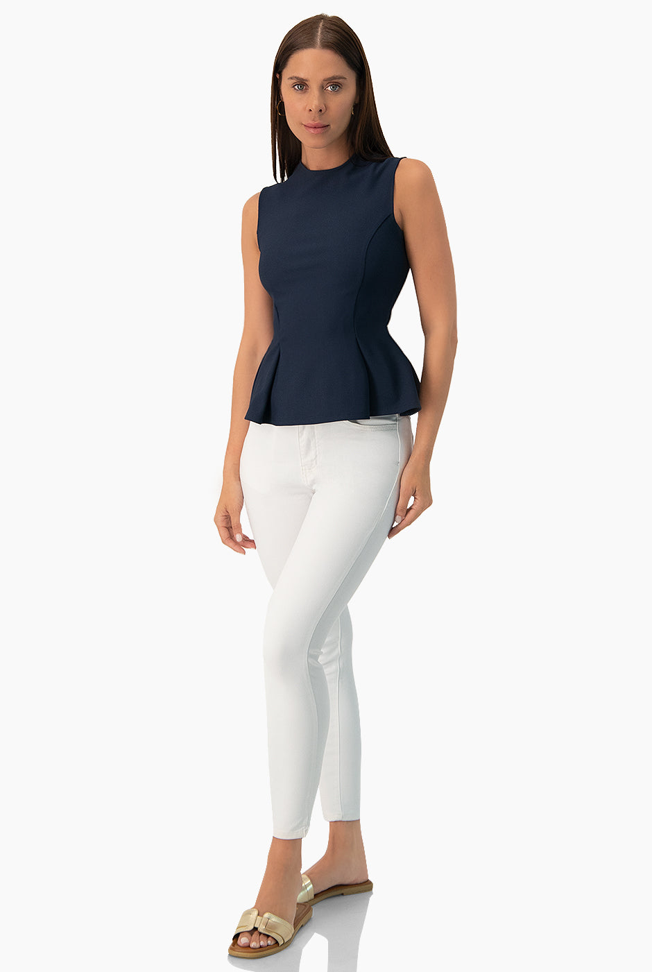 Blusa tipo peplum sin mangas