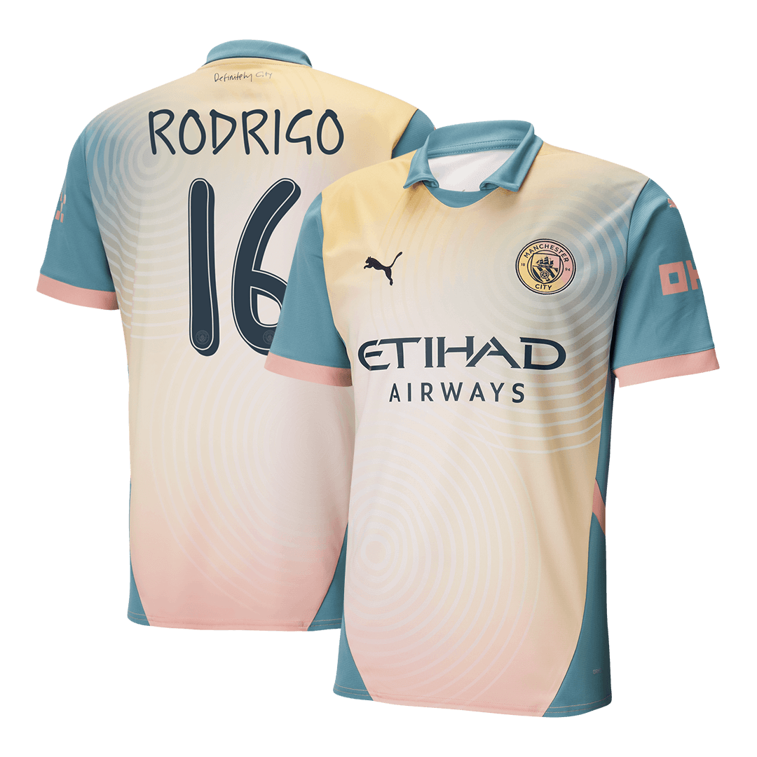 RODRIGO #16 Manchester City Football Jersey Fourth Away Custom Shirt 