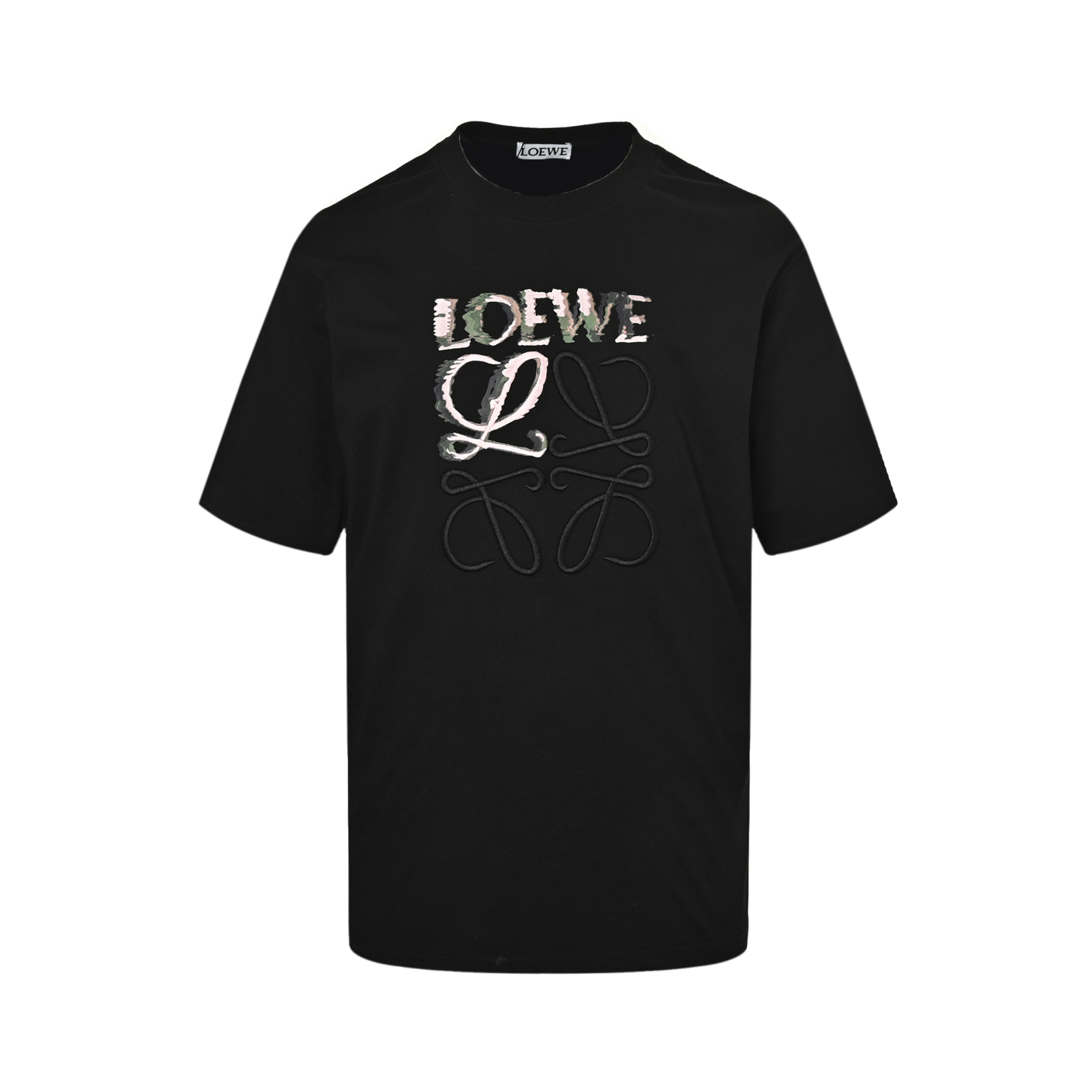 Loewe 24ss half-hand-painted graffiti embroidered logo short sleeve