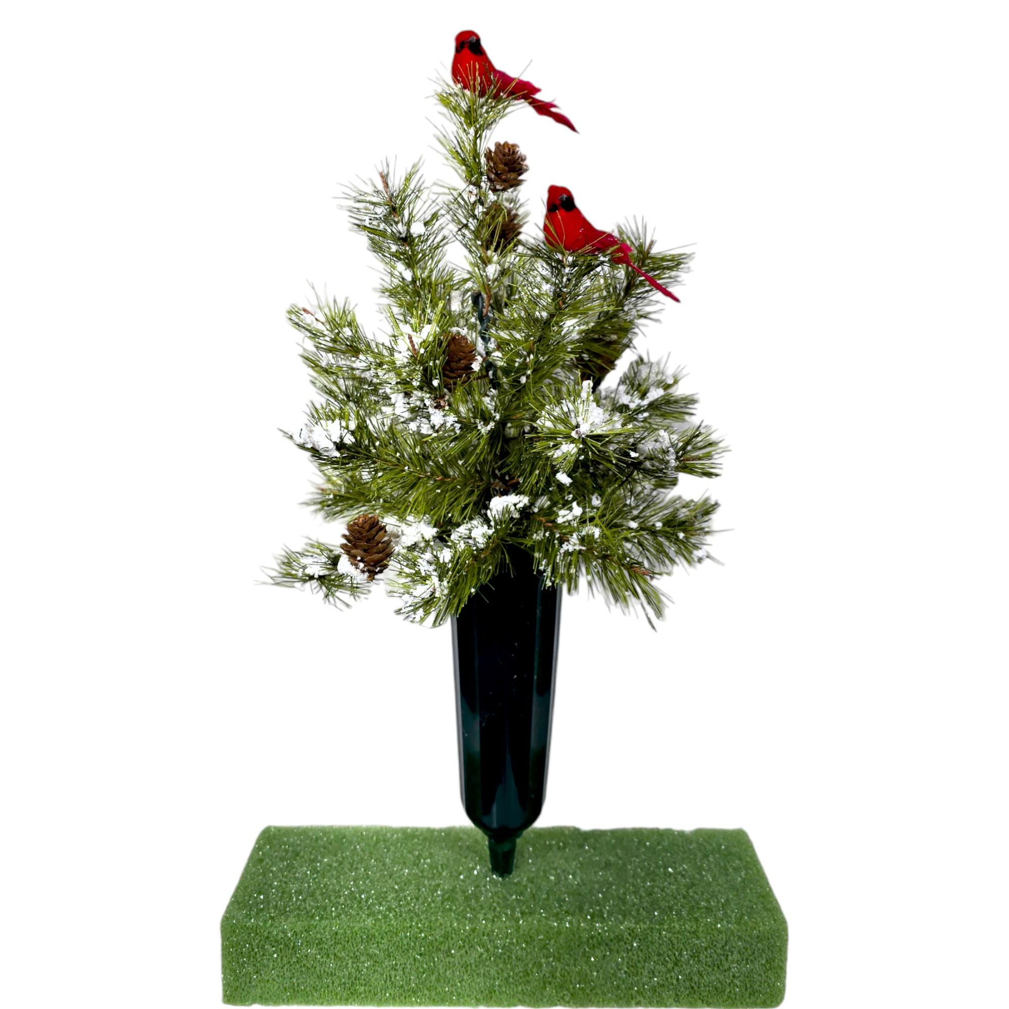 🎄CHRISTMAS ON SALE🔥Cemetery Cone with a small Christmas tree, Christmas Tree Grave Flowers