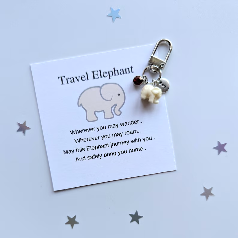 Cream Travel elephant keychain