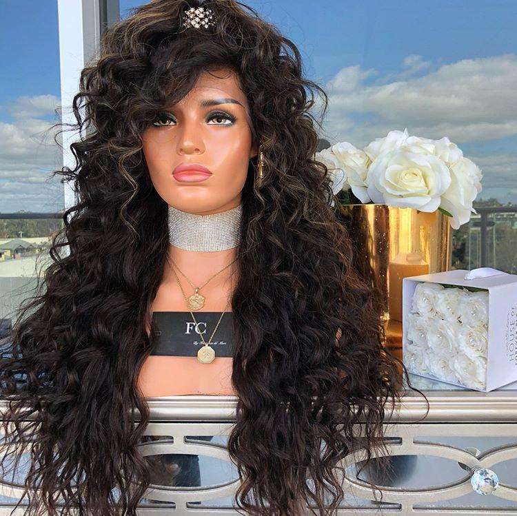 Luna A33 Black Women Cropped Long Curly Hair Wig