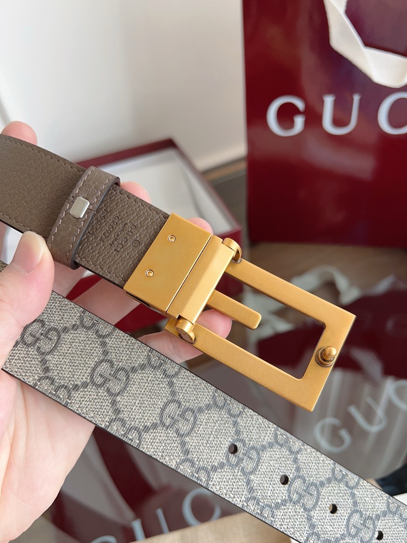 Gucci GG swivel buckle leather belt 3.5cm wide