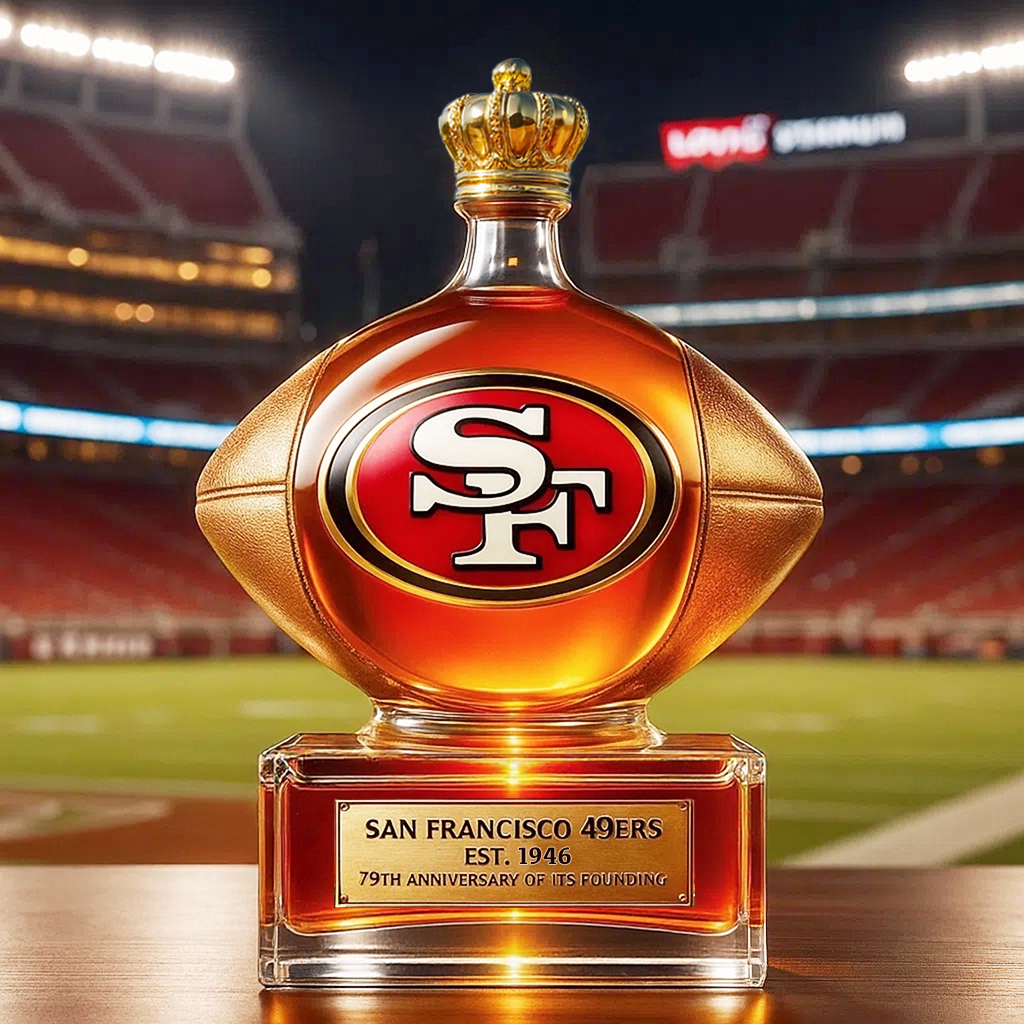 Gold Rush Glory, Gridiron Legacy——San Francisco 49ers Whiskey Bottle