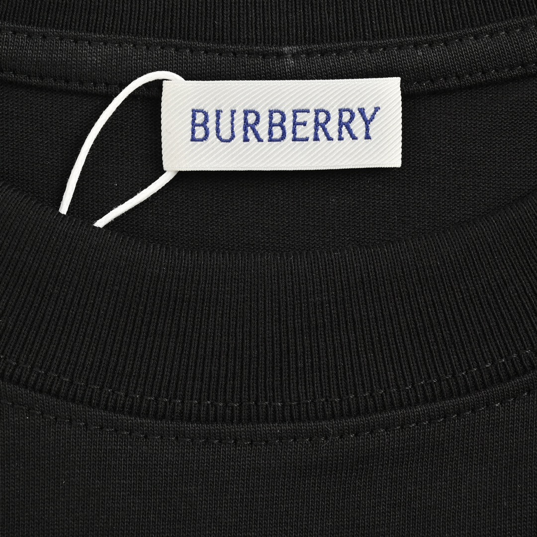 Burberry 24ss white horizontal striped horse print short sleeves