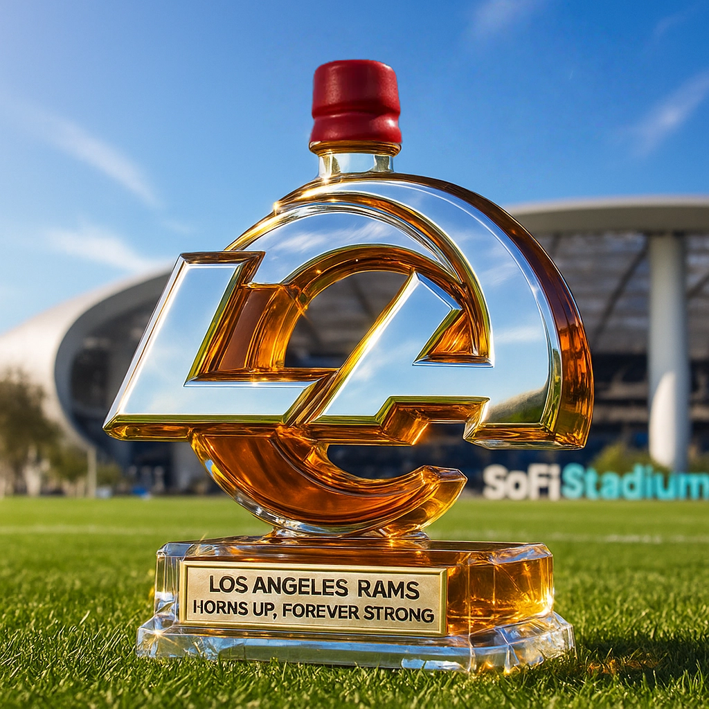 Rams commemorative whiskey bottle