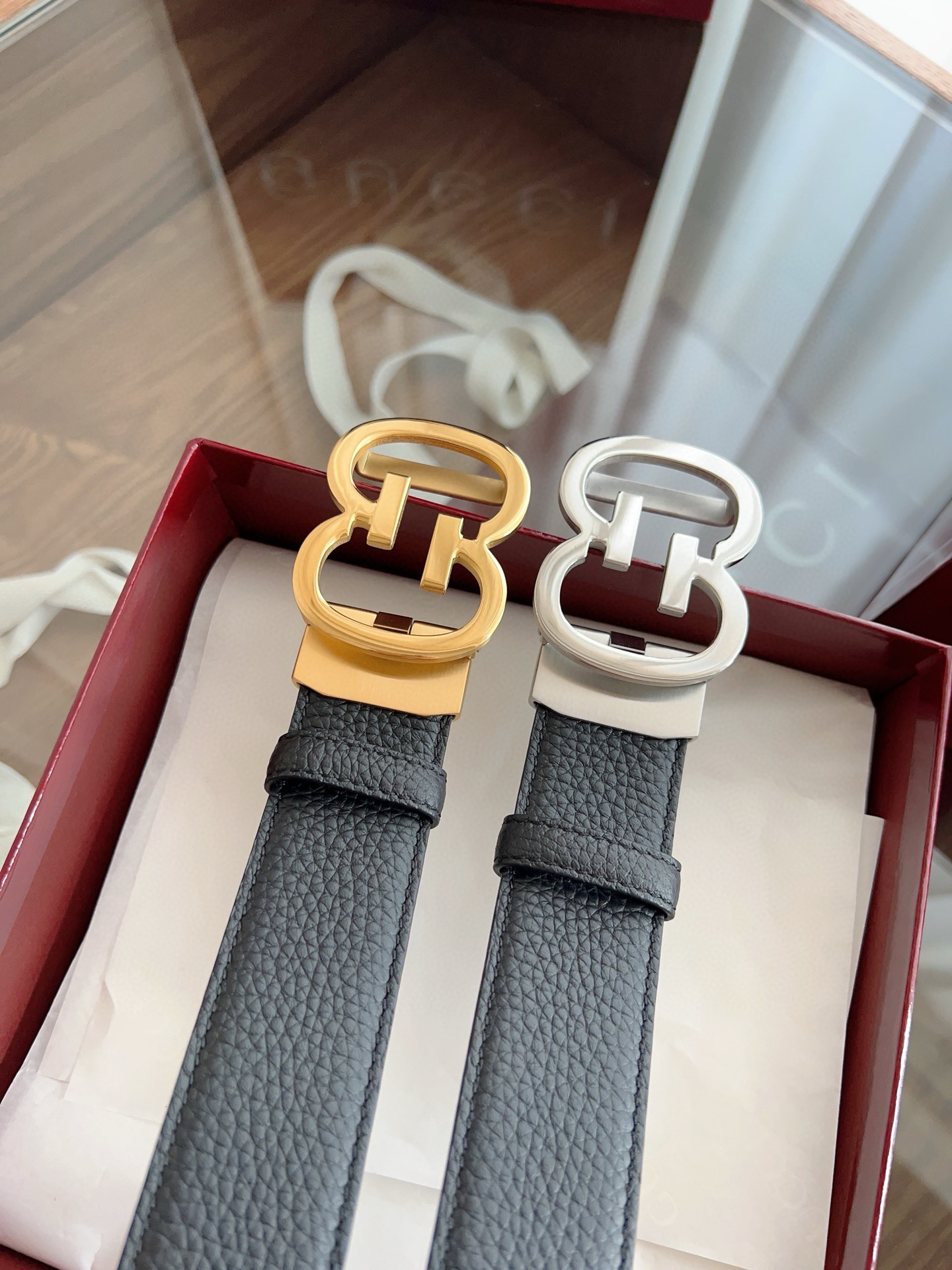 Gucci automatic smooth buckle double-sided cowhide belt width 3.5cm