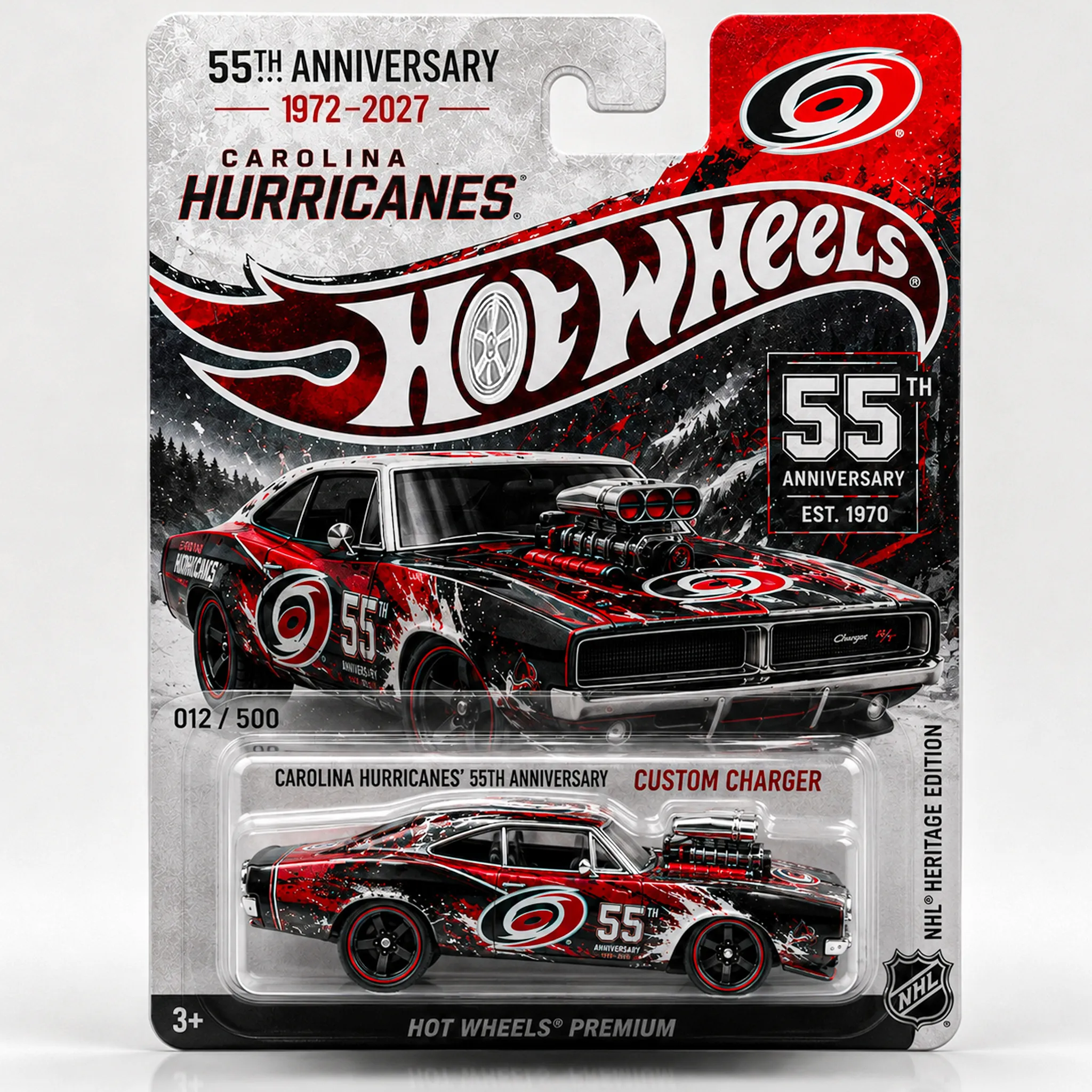 Carolina Hurricanes 55th Anniversary Hot Wheels Custom Charger