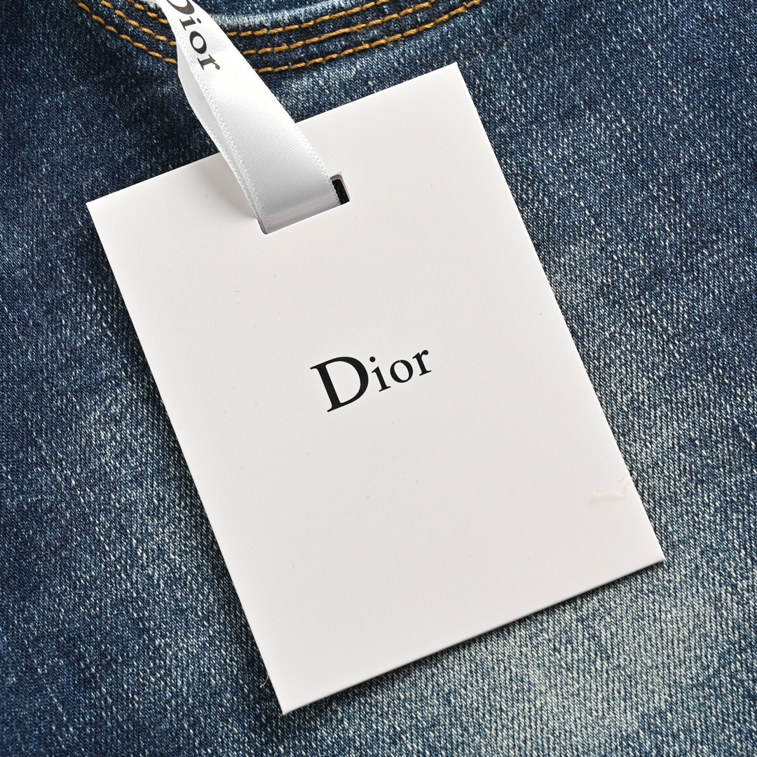 Dior pocket square silver logo embroidered jeans